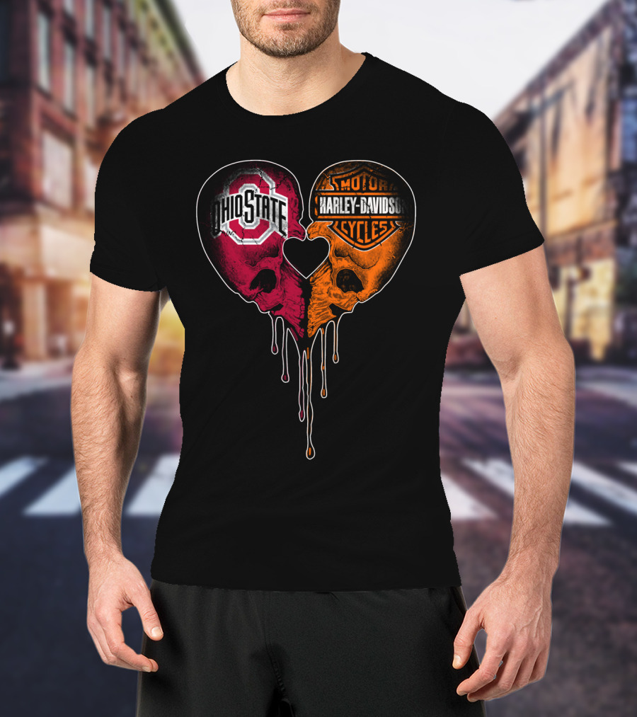 Ohio State Harley Davidson Skull Heart T-Shirt