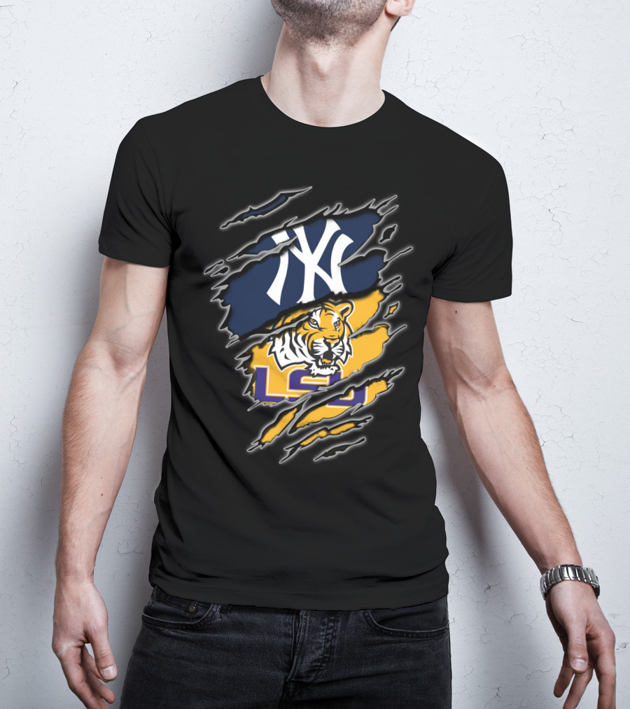 Yankees And Lsu Tigers Fan Fusion T-Shirt