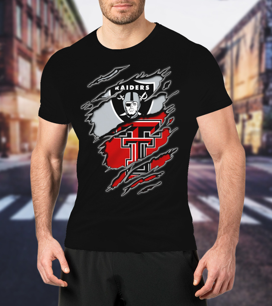 Las Vegas Raiders And Texas Tech Red Raiders Dual Fan Pride T-Shirt