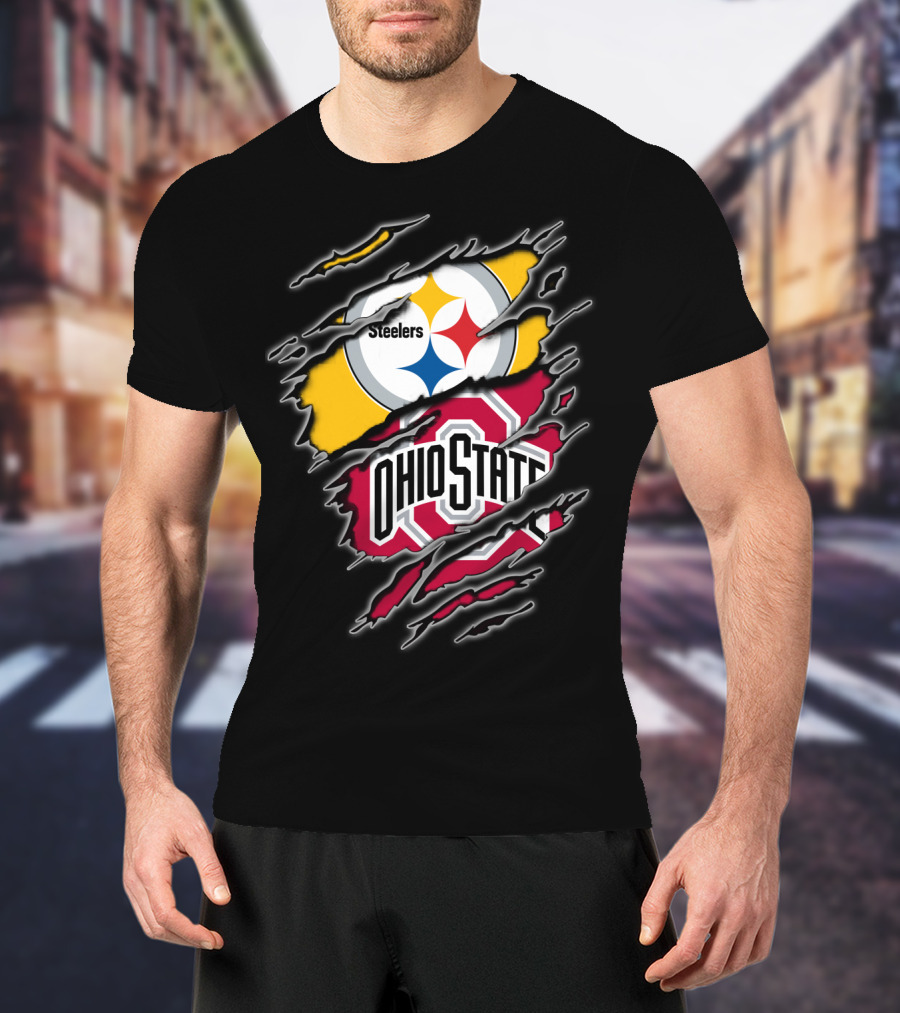 Steelers Ohio State Fan Crossover Claw Marks T-Shirt
