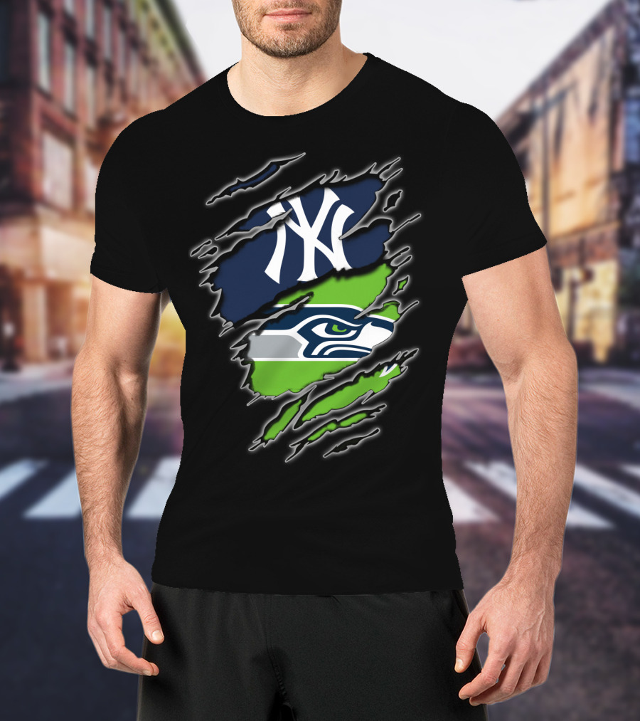 Yankees Seahawks Fan Dual Loyalty T-Shirt