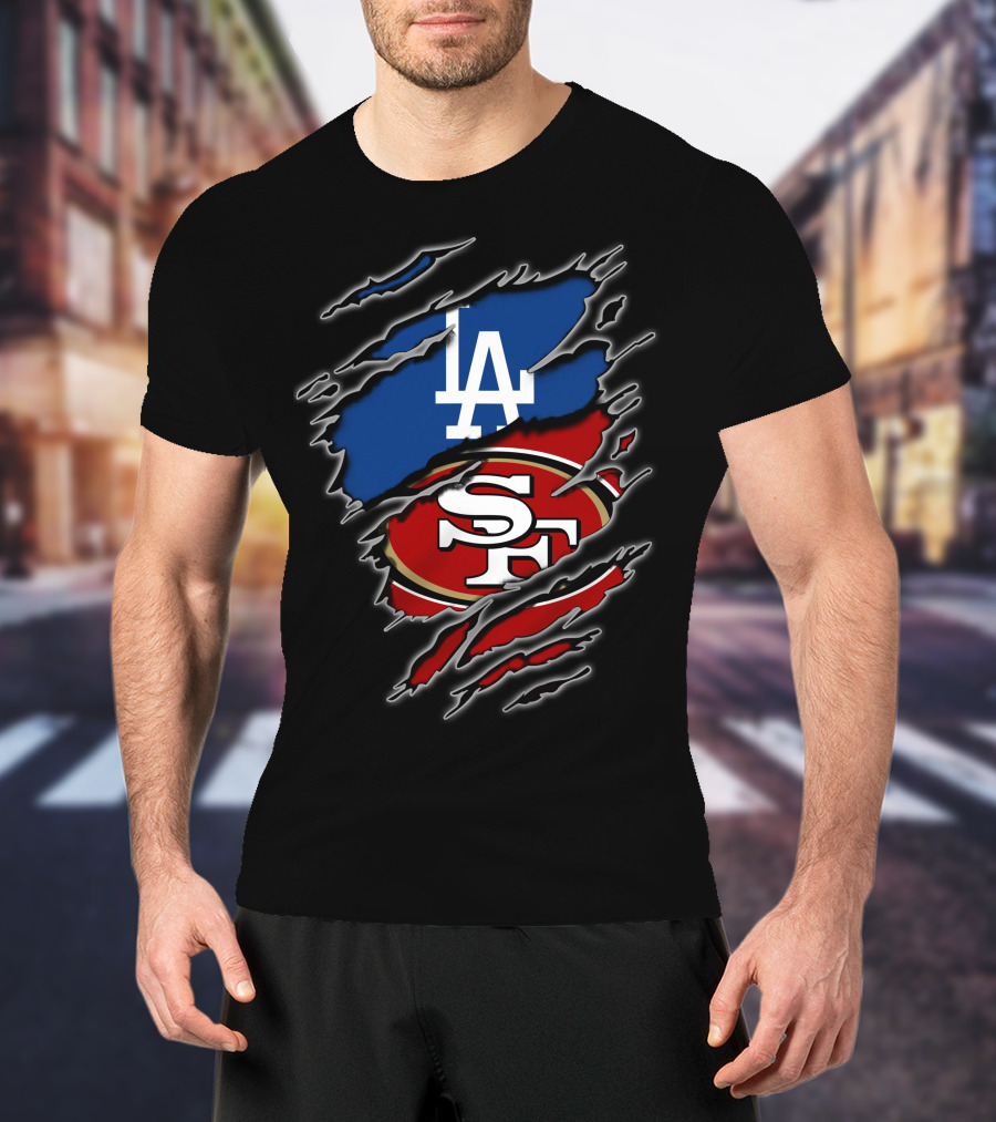 La Dodgers San Francisco 49ers Fan Crossover T-Shirt