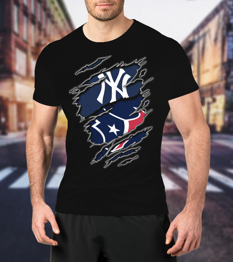 New York Yankees Houston Texans Fans T-Shirt