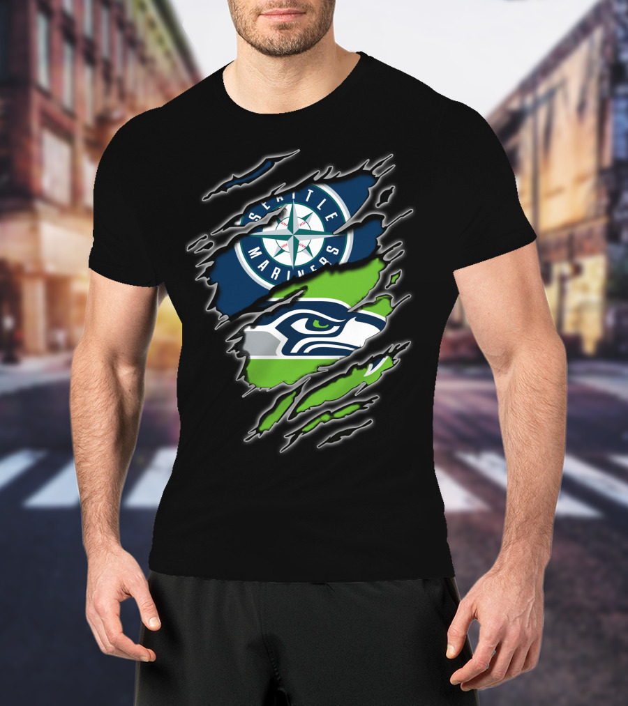 Seattle Mariners Seattle Seahawks Fan Combo T-Shirt
