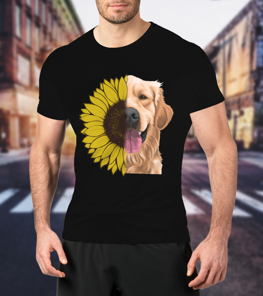 Golden Retriever And Sunflower Harmony T-Shirt