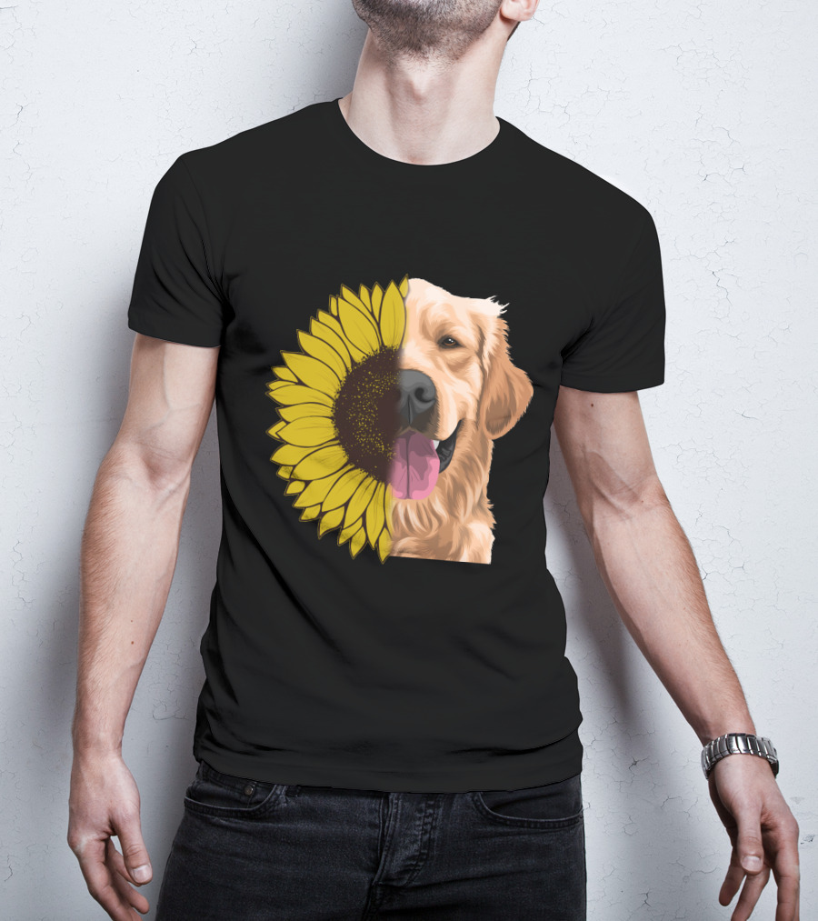 Golden Retriever And Sunflower Harmony T-Shirt