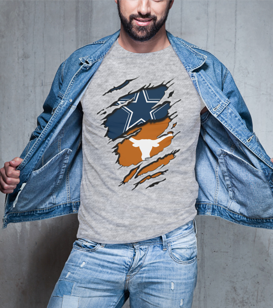 Cowboys Longhorns Star And Bull Texas Pride T-Shirt