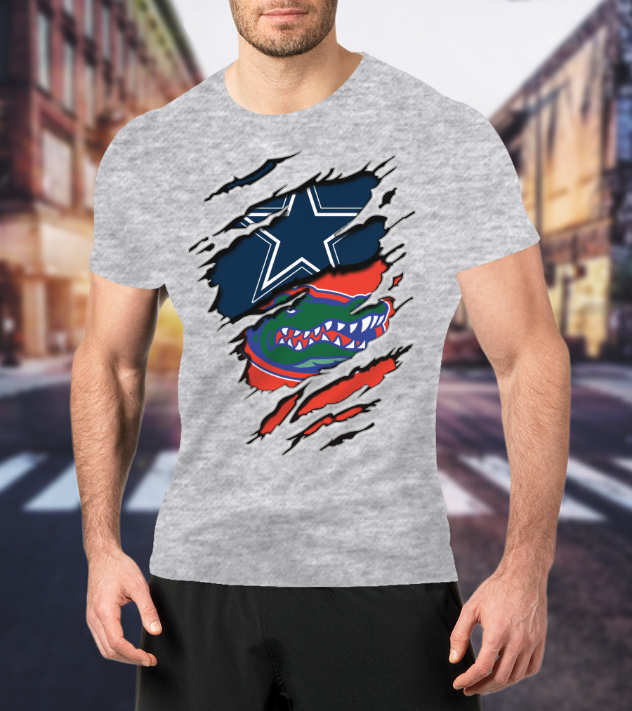Dallas Cowboys Florida Gators Nfl College Football Mashup T-Shirt