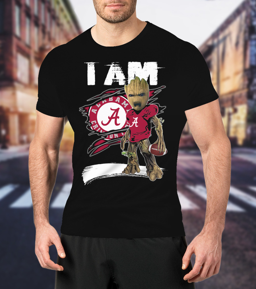 I Am Alabama Crimson Tide Football Fan Groot T-Shirt