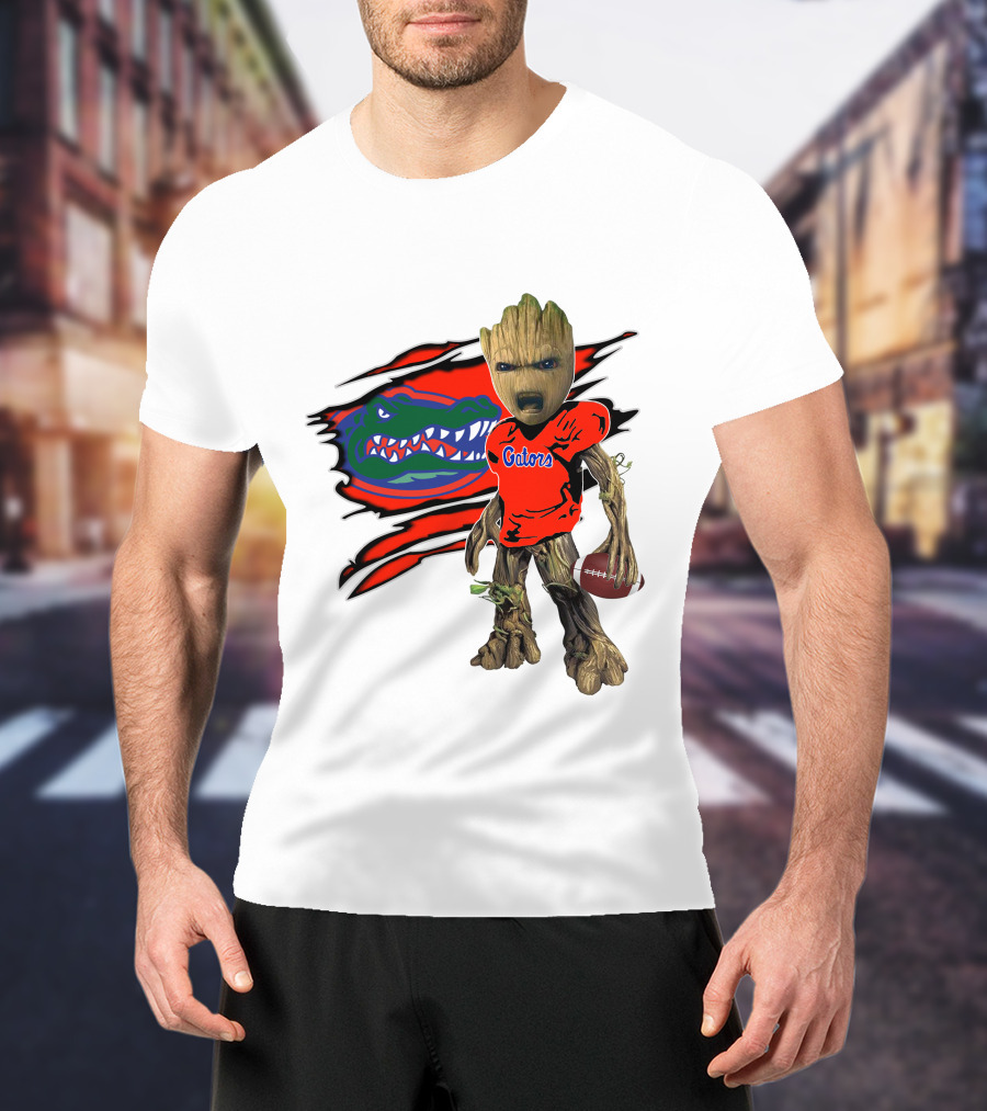 I Am Gators Fan's Football Groot With Alligator T-Shirt