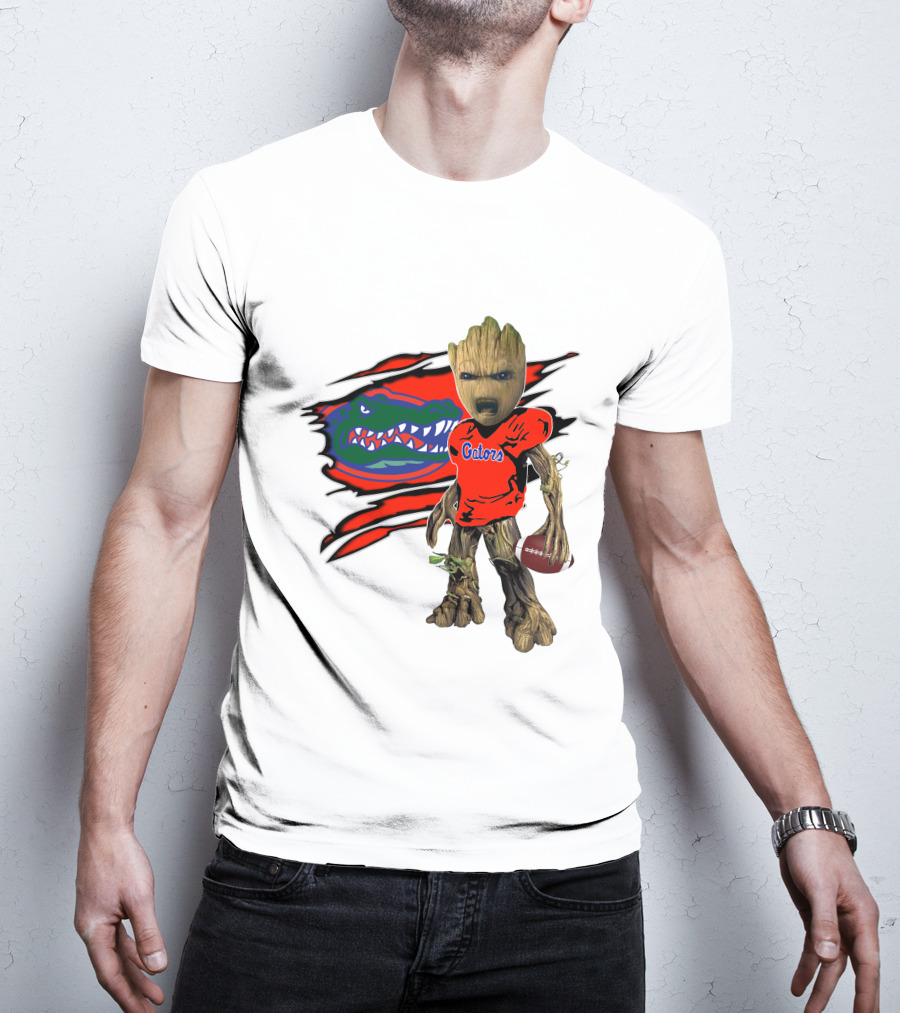 I Am Gators Fan's Football Groot With Alligator T-Shirt