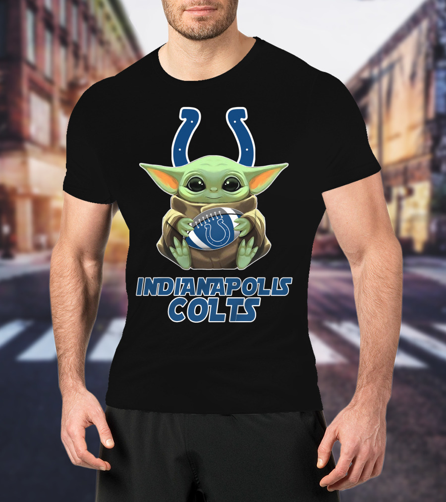 Indianapolis Colts Baby Yoda Football T-Shirt