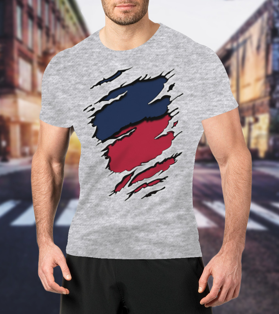 Yan Gia Blue And Red Claw Marks T-Shirt