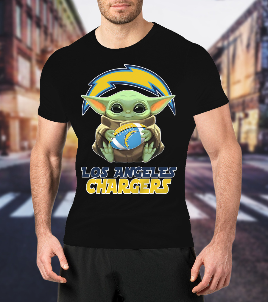 Los Angeles Chargers Baby Holding Football T-Shirt