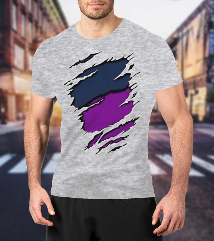 Viking Yawn Purple And Navy Claw Marks T-Shirt