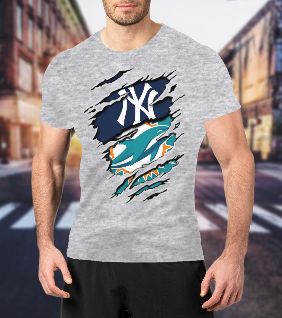 Yankees Dolphins Logo Mashup T-Shirt