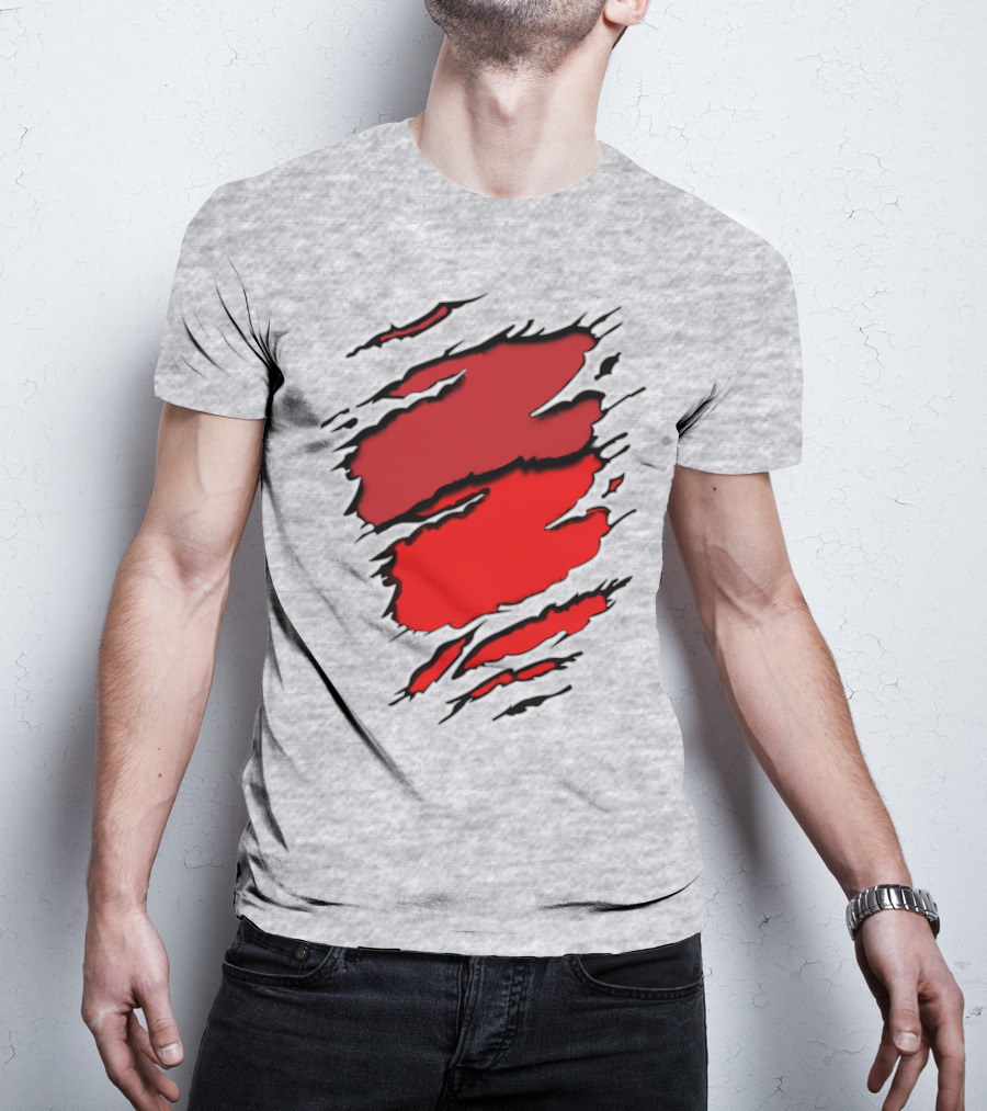 Chie-Car Red Ripped Claw Marks T-Shirt