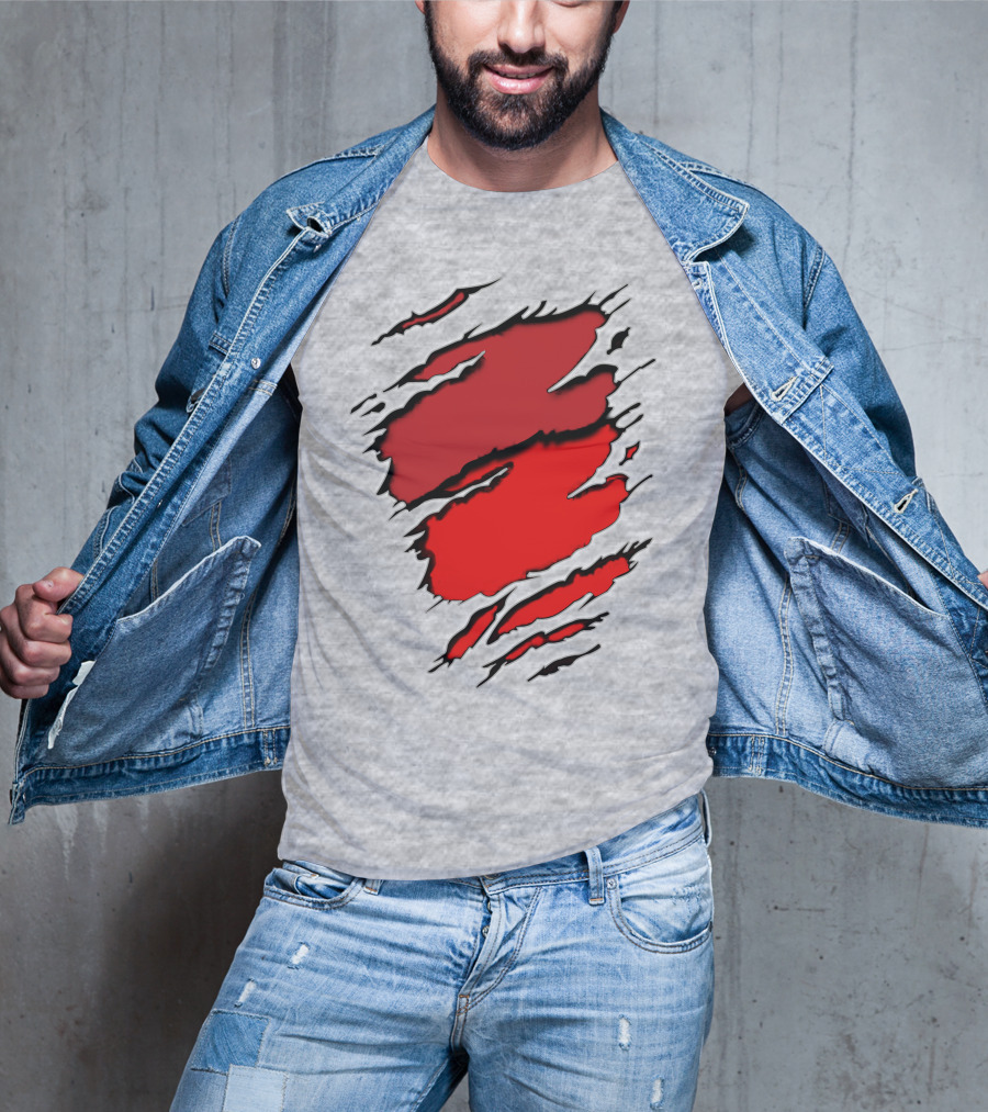 Chie-Car Red Ripped Claw Marks T-Shirt