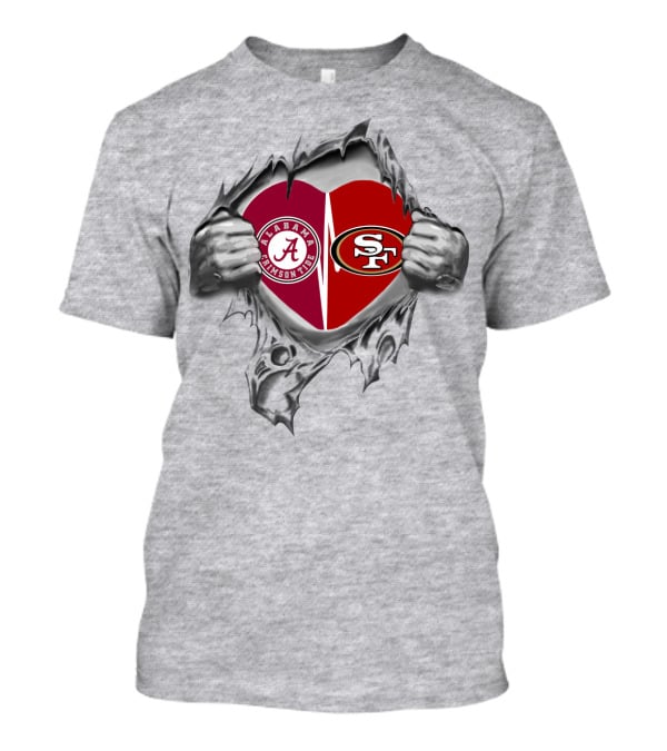 Alabama Crimson Tide And San Francisco 49ers Heart T-Shirt