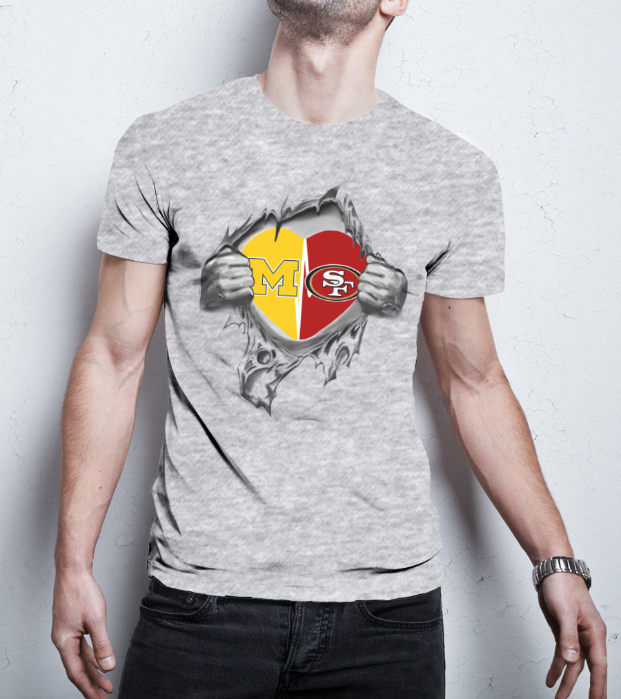 M SF Heart Logo Rip 49Ers Michigan T-Shirt
