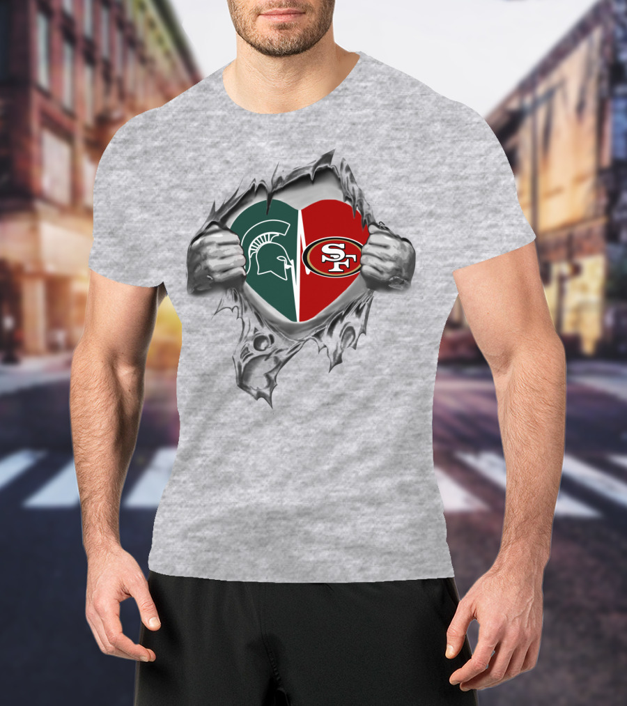 Spartan Warrior SF Football Heart Rip T-Shirt