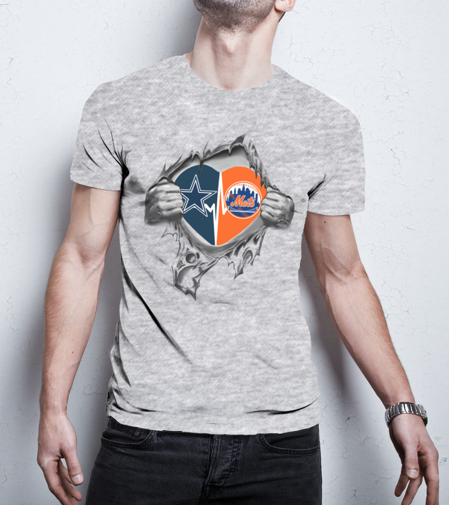 Cowboys Mets Heart Ripping Through T-Shirt