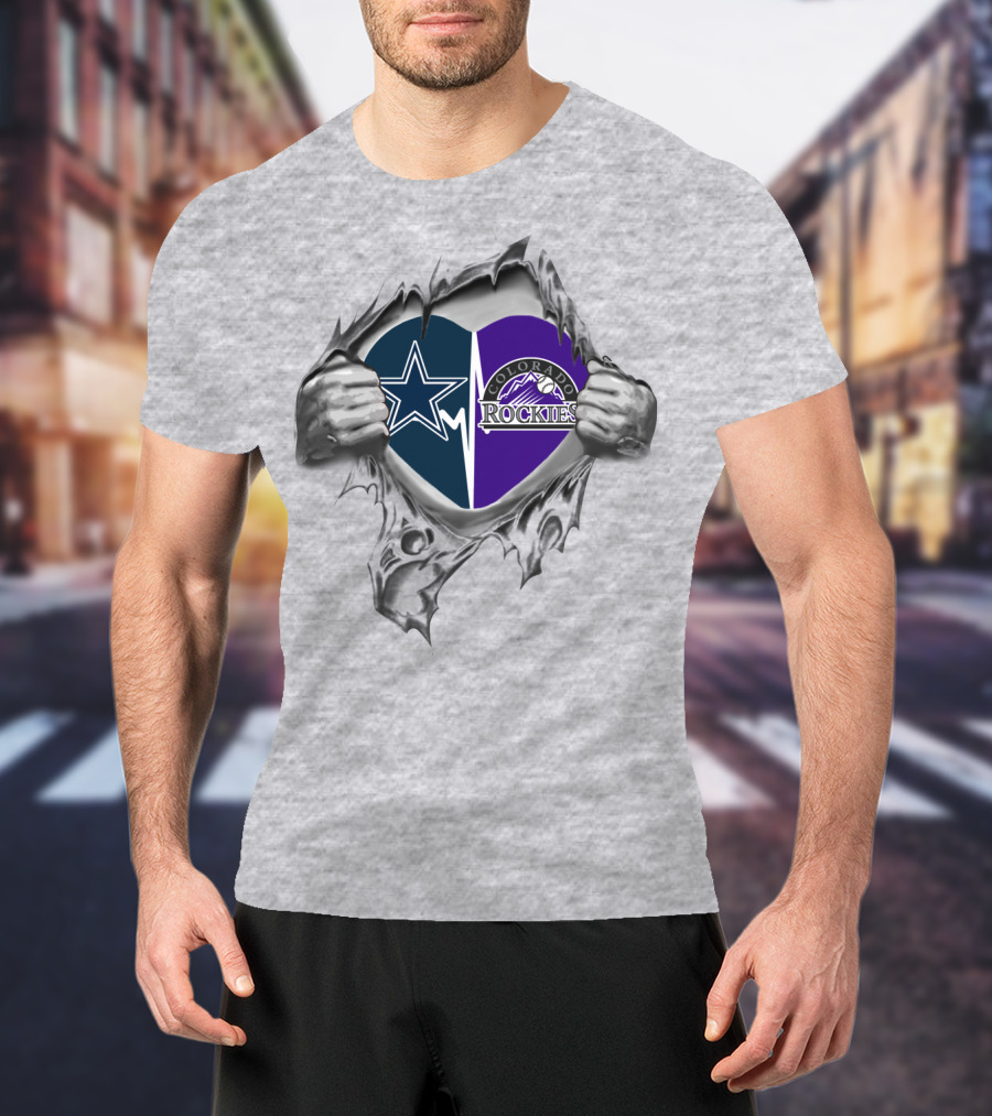 Cowboys Rockies Heart With Star And Mountain T-Shirt