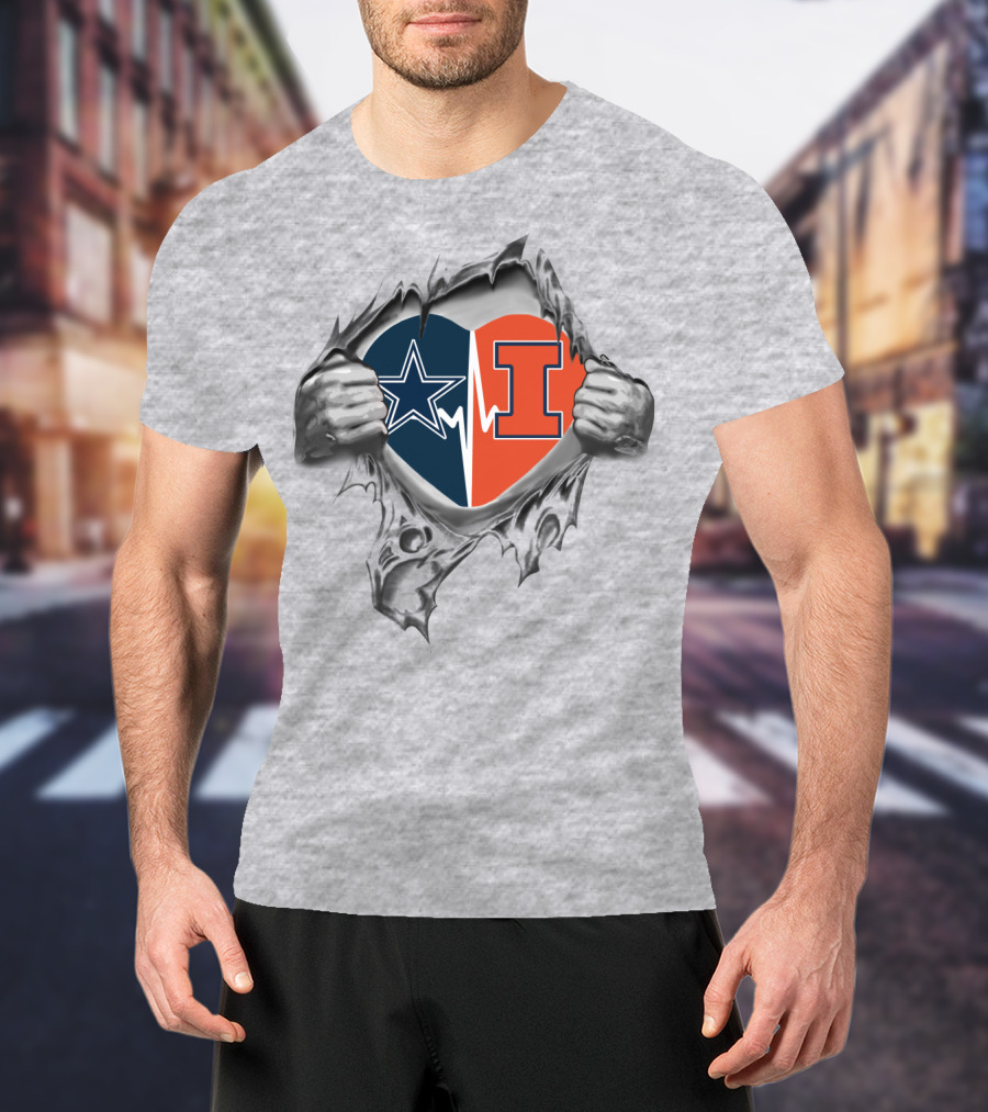 Cowboys Star Illinois I Heart Split T-Shirt
