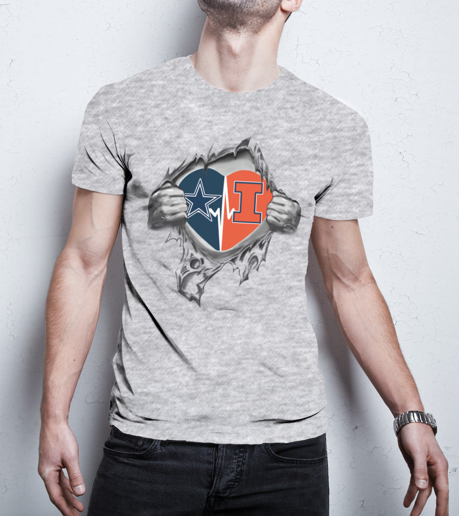 Cowboys Star Illinois I Heart Split T-Shirt