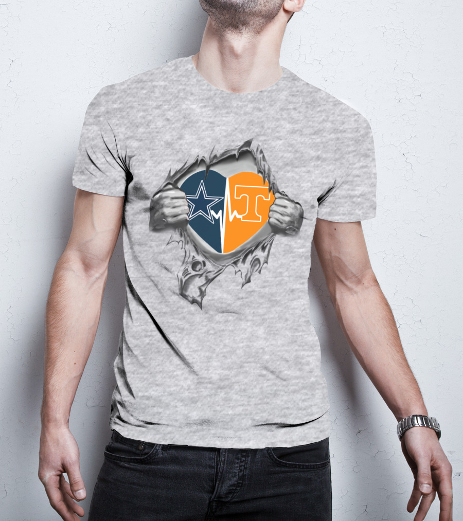 Dallas Cowboys Tennessee Volunteers Heart T-Shirt