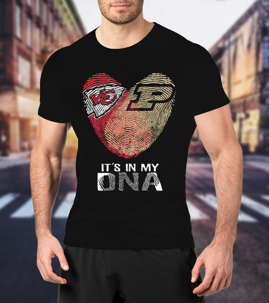 Chiefs Purdue It's In My DNA Heart Fingerprint T-Shirt