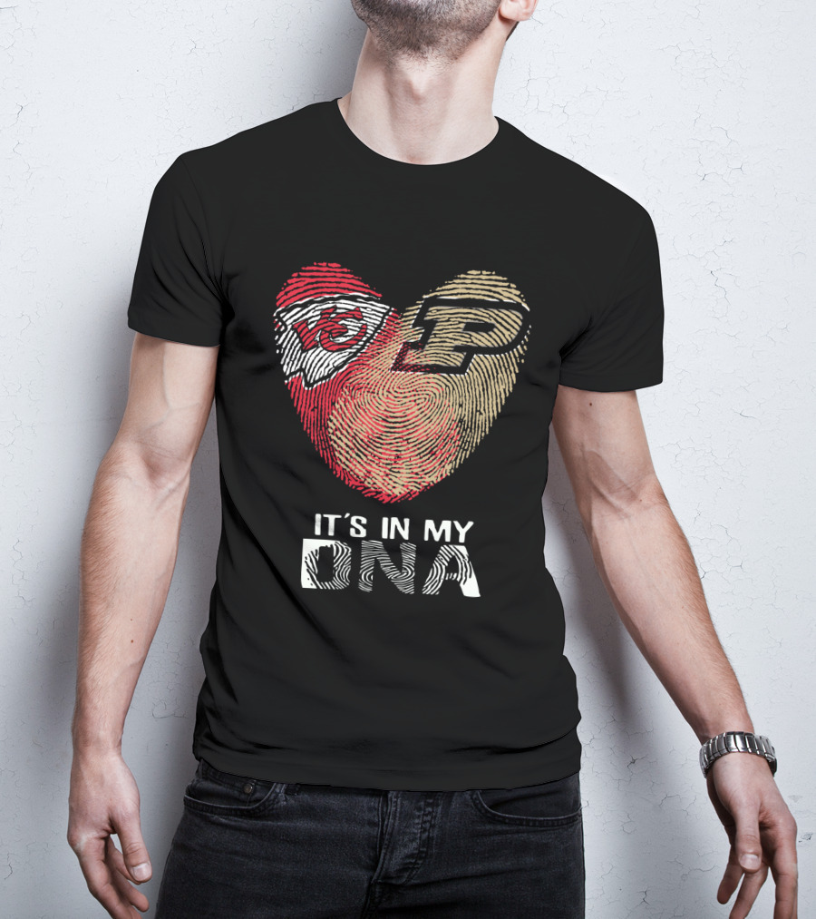 Chiefs Purdue It's In My DNA Heart Fingerprint T-Shirt