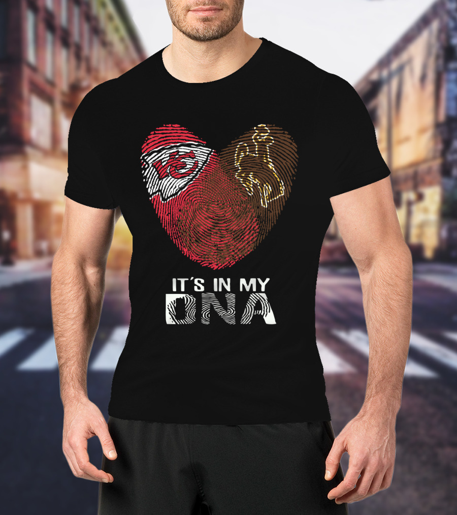 Chiefs KC Logo Wyoming Cowboys Fingerprint It’s In My DNA T-Shirt
