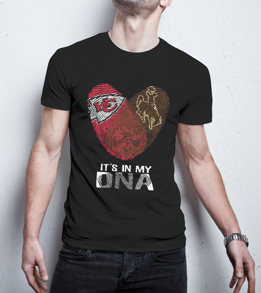 Chiefs KC Logo Wyoming Cowboys Fingerprint It’s In My DNA T-Shirt