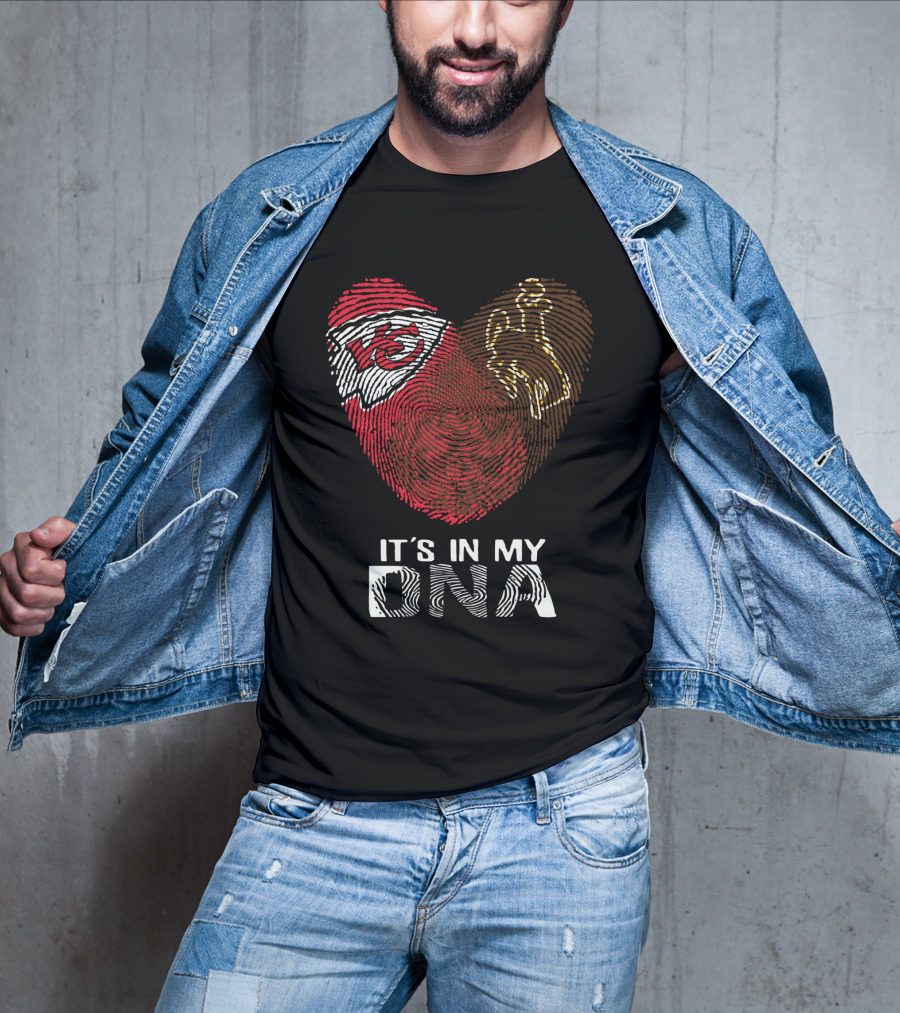 Chiefs KC Logo Wyoming Cowboys Fingerprint It’s In My DNA T-Shirt