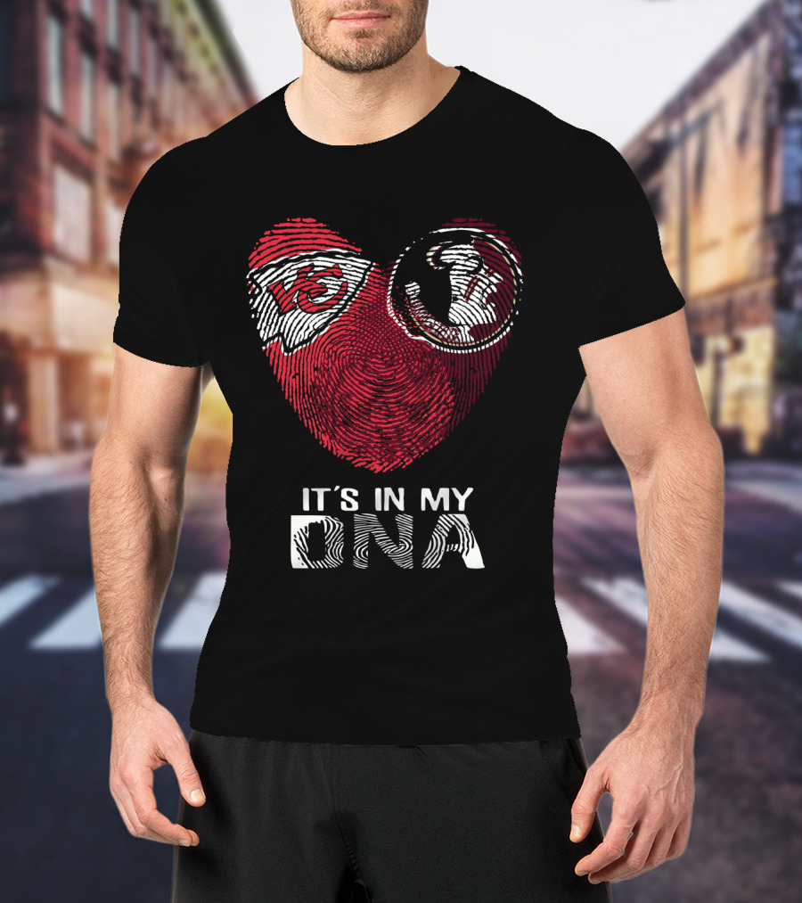 Chiefs Seminoles It's In My Dna Fingerprint Heart T-Shirt