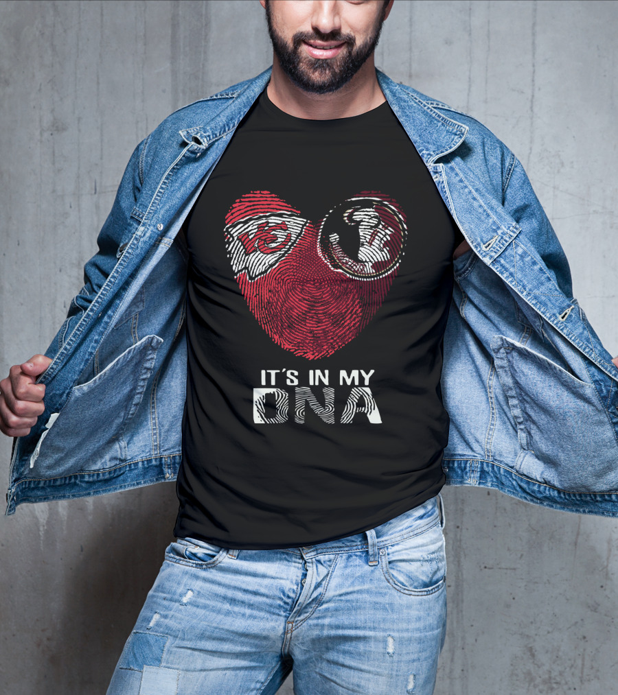 Chiefs Seminoles It's In My Dna Fingerprint Heart T-Shirt