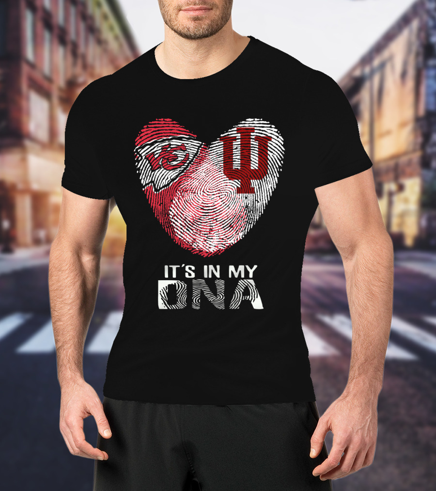 Chiefs Hoosiers It's In My DNA Heart Fingerprint T-Shirt