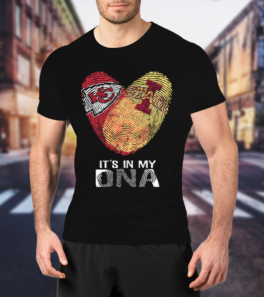Chiefs Iowa State Fingerprint Heart It's In My Dna T-Shirt