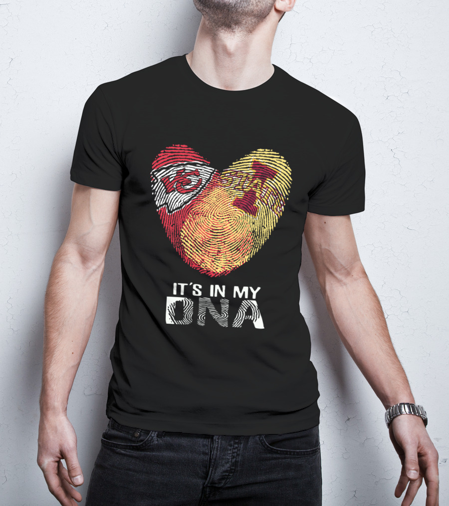 Chiefs Iowa State Fingerprint Heart It's In My Dna T-Shirt