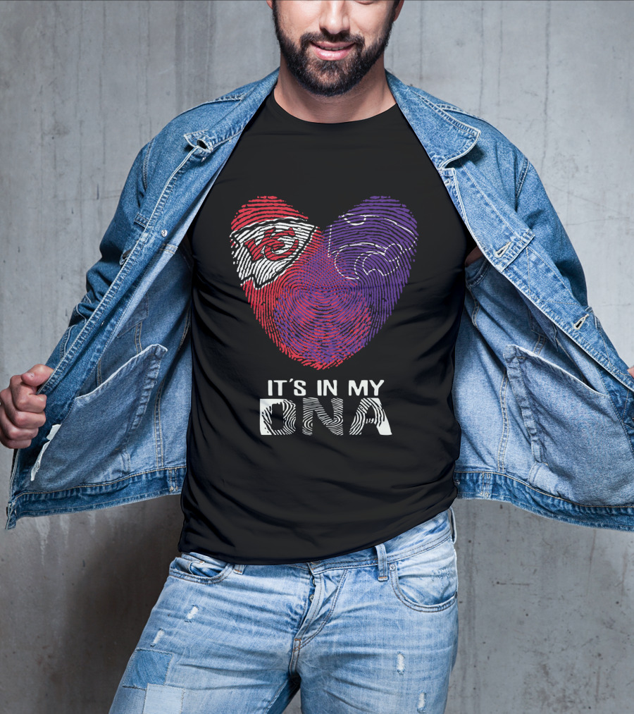 Chiefs Kansas State It's In My Dna Heart Fingerprint T-Shirt