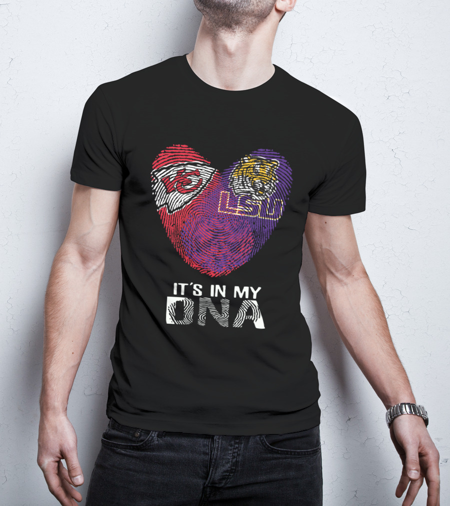 Chiefs LSU It's In My DNA Fingerprint Heart Tiger T-Shirt