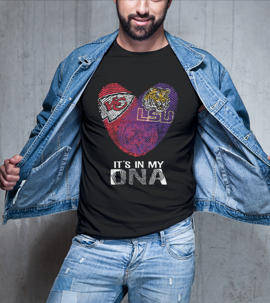 Chiefs LSU It's In My DNA Fingerprint Heart Tiger T-Shirt