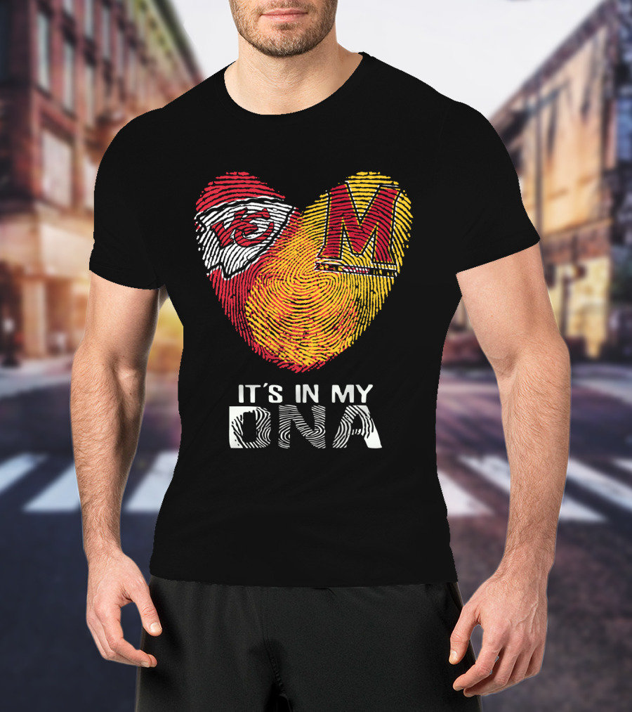 Chiefs Maryland Heart It's In My DNA Fingerprint T-Shirt