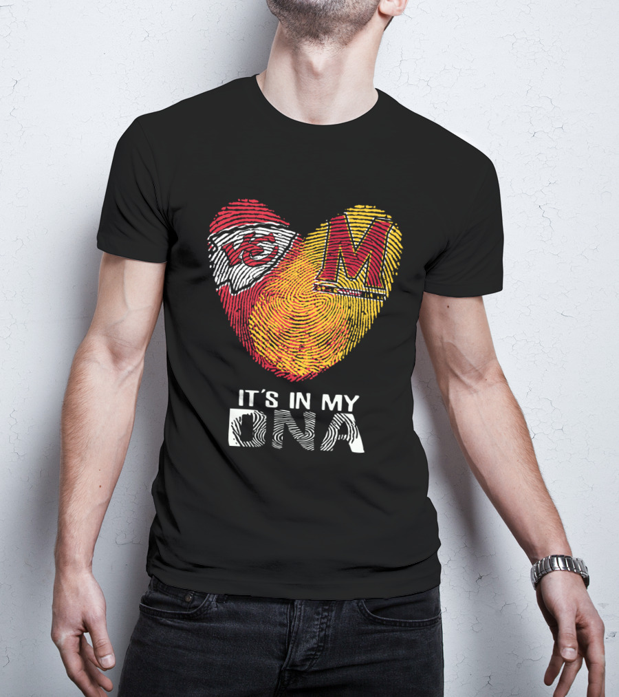 Chiefs Maryland Heart It's In My DNA Fingerprint T-Shirt