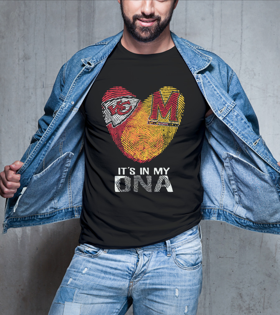Chiefs Maryland Heart It's In My DNA Fingerprint T-Shirt