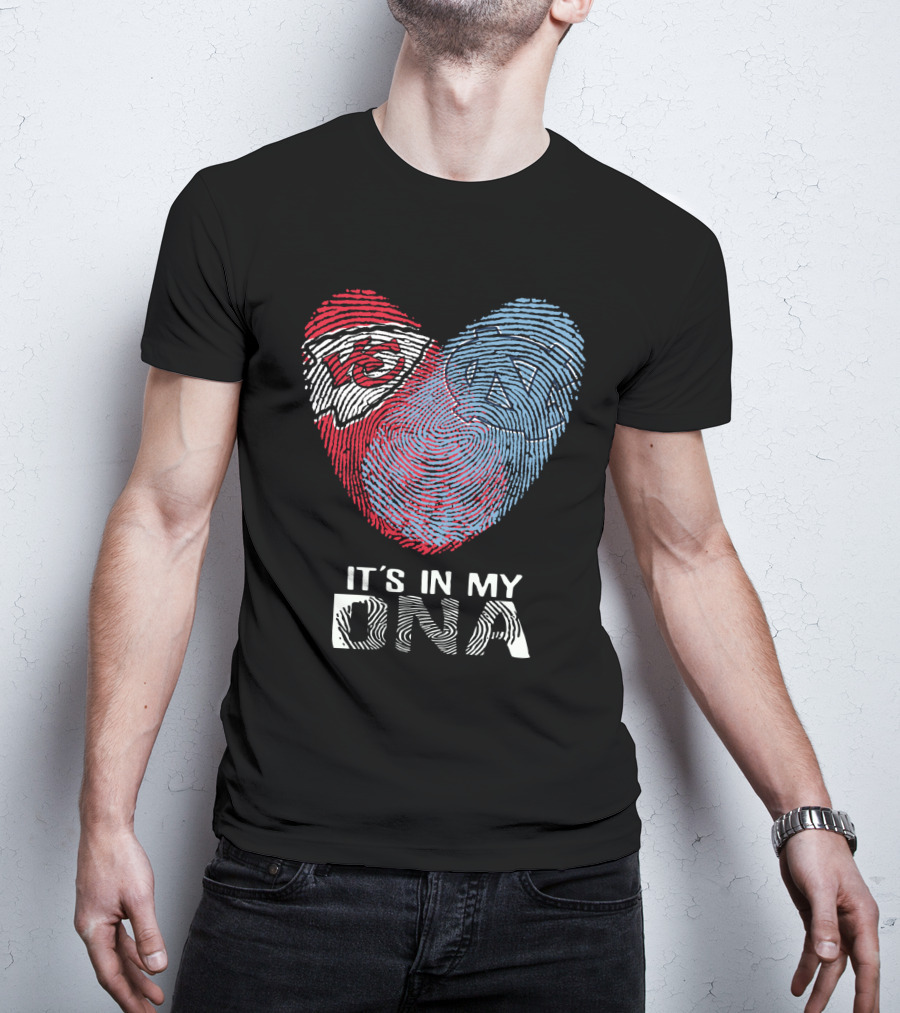Chiefs Tar Heels It's In My DNA Heart Fingerprint T-Shirt