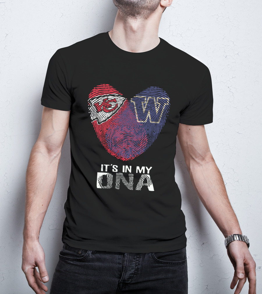 Chiefs Huskies It's In My Dna Kc W Fingerprint Heart T-Shirt