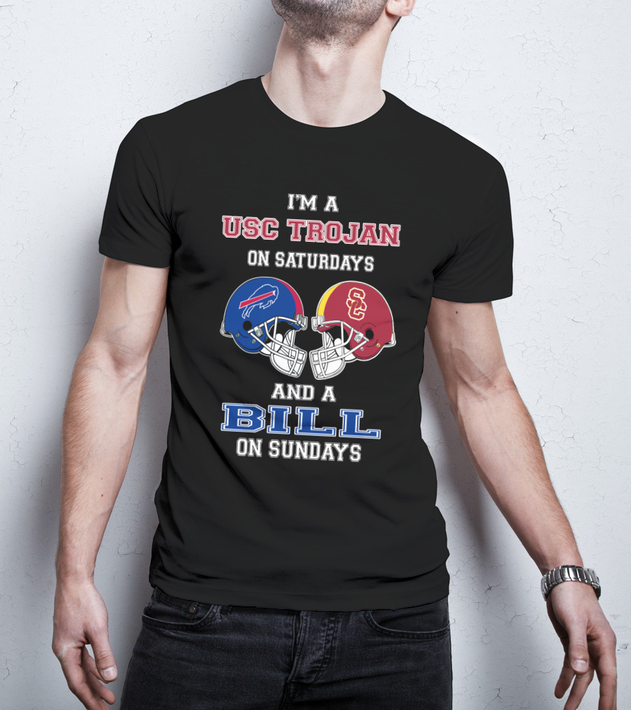 USC Trojan On Saturdays And A Bill On Sundays Football Helmets T-Shirt