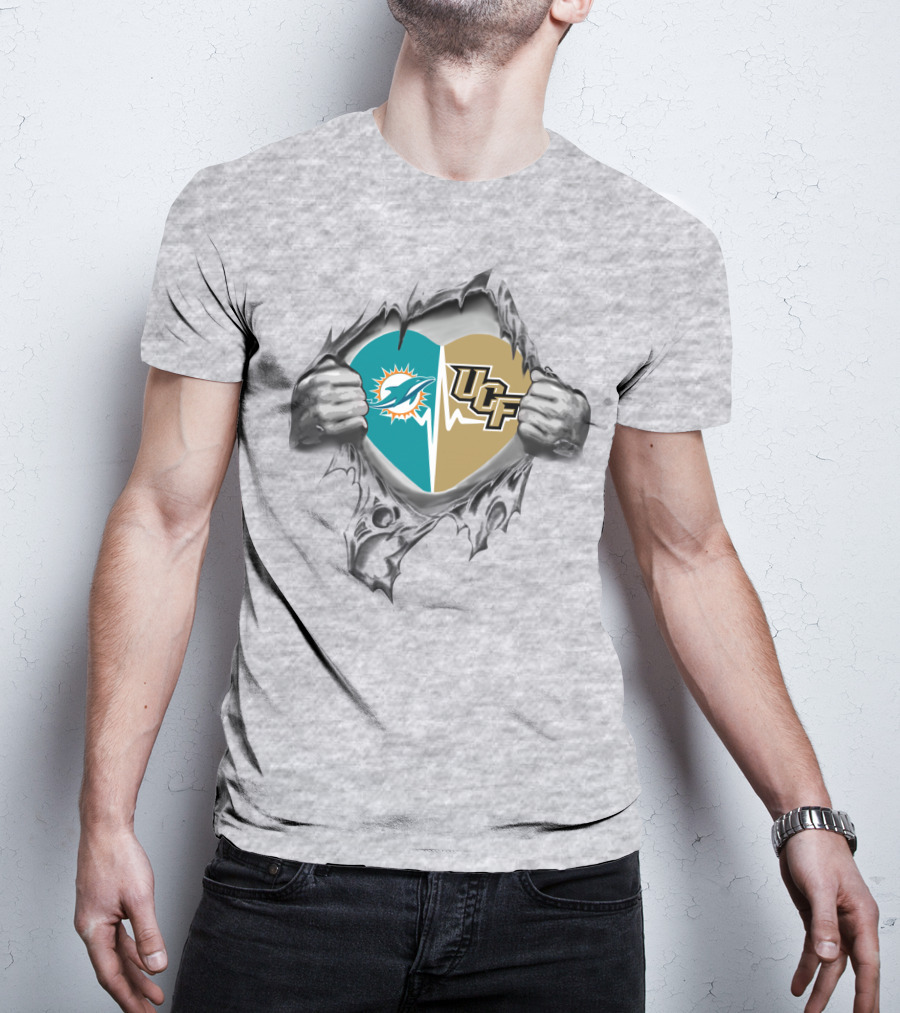 Dolphins Ucf Heart Torn Open By Strong Hands T-Shirt